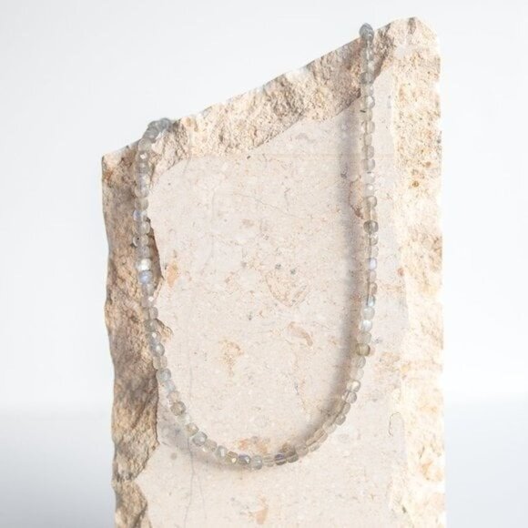 Labradorite Gemstone Necklace Gold Toggle Clasp Removable Pearl Healing Crystal - Picture 6 of 11